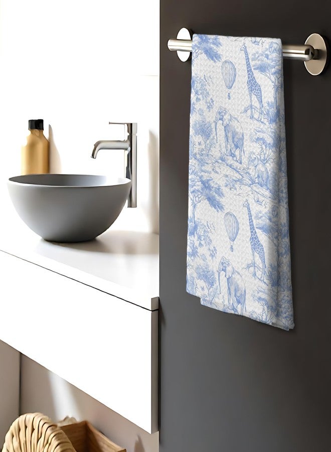 Nipil Chinoiserie Forest Decor Kitchen Towels for Bathroom, Grandmillennial Blue and White Wild Animals Hot Air Balloon Print Decorative Towels,16x24 Inch - Image 3